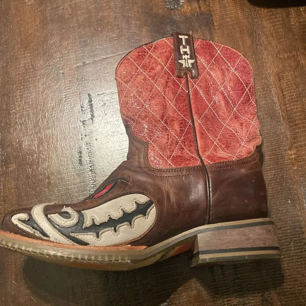 Tin Haul Big Kids Boots - Not Boaring Bacon/Eggs Size 2 Cowboy Boots